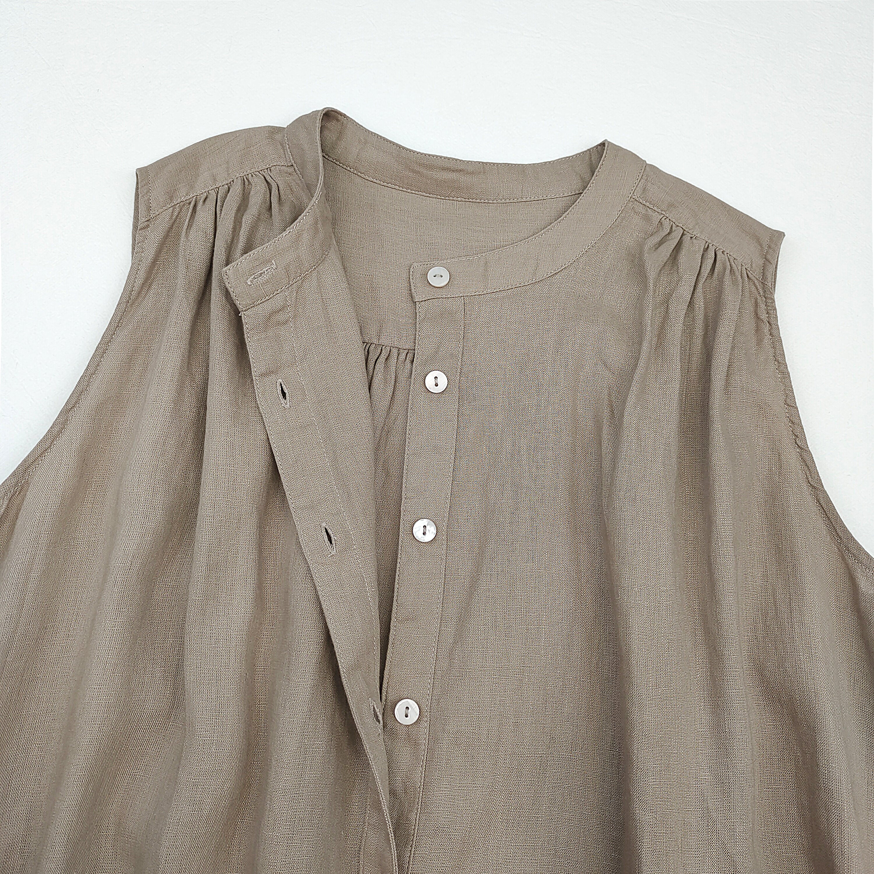 Women’s Sleeveless Cotton Linen Party Dress Button Down A-Line Summer Midi Dress